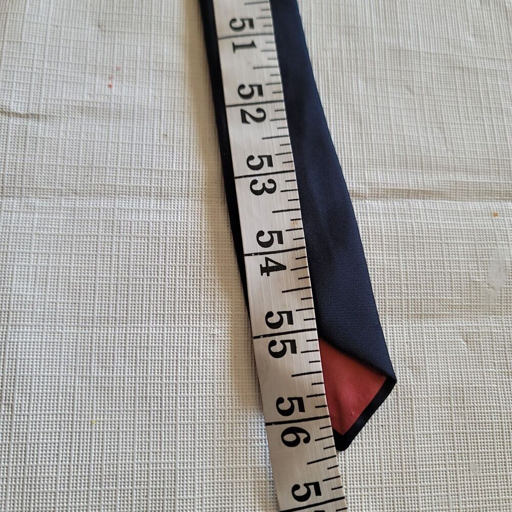 Yves Saint Laurent Vintage Blue Solid Neck Tie With YSL Red Embroidered Logo - Picture 8 of 8